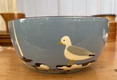 Babbacombe Pottery Small Blue Dish Bowl Torquay Devon Seagull  • £8