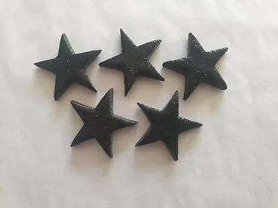 12 Glittery Black Stars - Edible Sugar Cake Decorations / Toppers • £4.50