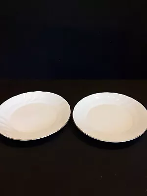 Mikasa Wedding Band Gold Trim L9709 8 Inch Salad Plates Lot Of 2 • $25.95