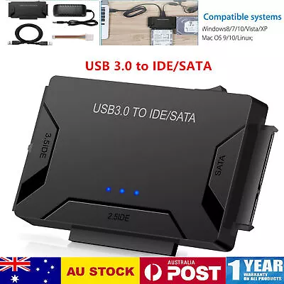 Universal 2.5 /3.5  SATA/IDE Hard Drive Adapter USB 3.0 To SATA IDE Converter AU • $28.11