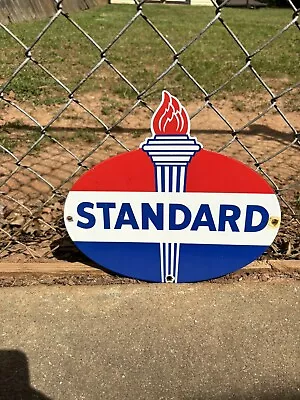 Vintage Porcelain Standard Oil Flame Gas And Oil Sign • $19.50