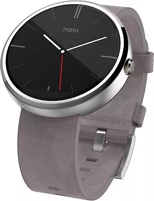 Motorola Moto 360 40mm Stainless Steel Case Grey Leather Smart Watch For Android • $55.97