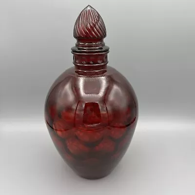 Vintage Wheaton Ruby Red Honeycomb Optical Decanter Bottle W/ Stopper 10 1/2” • $24.99