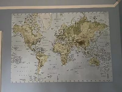 IKEA PREMIAR World Map Atlas Canvas & Aluminum Frame Discontinued 2m X 1.4m • £75