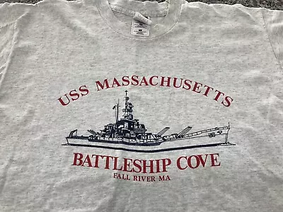 Vintage FOTL U.S.S. MASSACHUSETTS - Battleship Cove FALL RIVER (XL) T-Shirt USA • $24.99