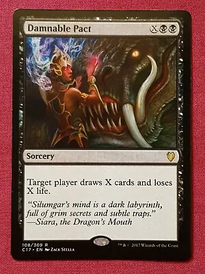 Magic The Gathering COMMANDER 2017 C17 DAMNABLE PACT Black Card MTG • $5.99