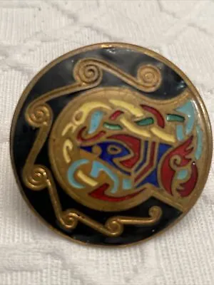 Vintage Book Of Kells Tara Ware Brooch Pendant Copper Champleve Enamel • $24.99