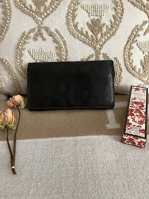 $199 • Buy Gucci Vintage Guccissima Gg Black Canvas Leather Long Wallet Bifold Used ❤️❤️❤️