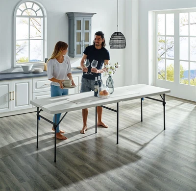 $79.98 • Buy 8 Ft Folding Plastic Resin Table Indoor Outdoor Seats 8 Adults Portable Durable