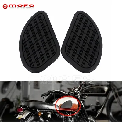 Black Motorcycle Fuel Gas Tank Knee Rubber Side Pads For Harley BMW Cafe Racer • $22.54