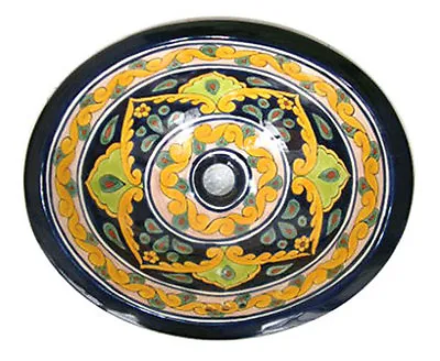 #045 SMALL BATHROOM SINK 16x11.5 MEXICAN CERAMIC HAND PAINT DROP IN UNDERMOUNT • $68.56