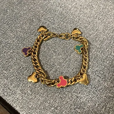 Vintage Disney Gold Tone Enamel Mickey Mouse Bracelet • $24.99