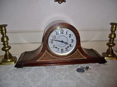 Vtg Plymouth Mantle 8 Day Tambour Clock By Seth Thomas Works Key Wind Pendulum • $60