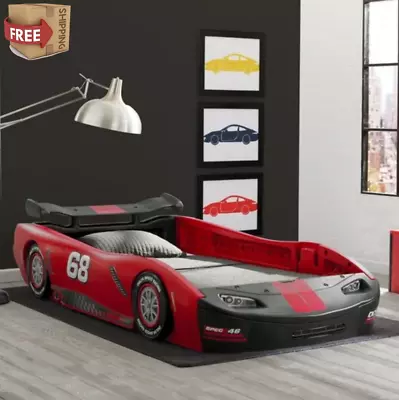 Race Car Twin Size Bed Frame Toddler Kid Boy Girl Bedroom Cama Para Niño Red • $289.97