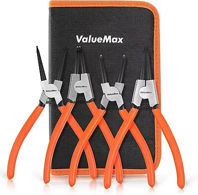 ValueMax 4 PIECES Snap Ring Pliers Heavy Duty Set W/Storage Pouch Carbon Steel • $25.99