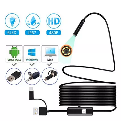 3in1 7.0 Mm USB IP65 Endoscope Snake Inspect Borescope Camera For IOS/Android • $9.99