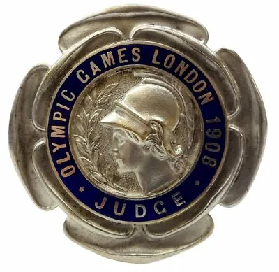 1908 Olympic Games London ORIGINAL Judge's Silvered & Blue Enamel Badge RARE!!!! • $3200