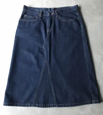 Divided H & M Denim Skirt A-Line Cotton Embroidered Union Jack Flag Label Size S • £12.99