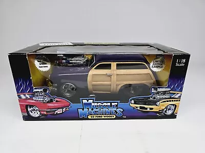 1950 Ford Woody 1/18 Purple And Wood The Original Muscle Machines 2001 In  Box • $39.95