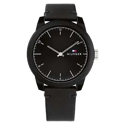 Tommy Hilfiger Leather Black Dial Men's Watch - 1710542 • $135