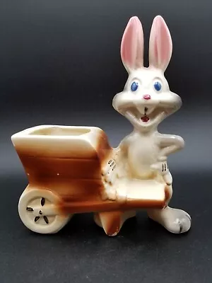 Vintage Marked “Bugs Bunny” Warner Bros Cartoons Inc. Ceramic Cart Planter • $21