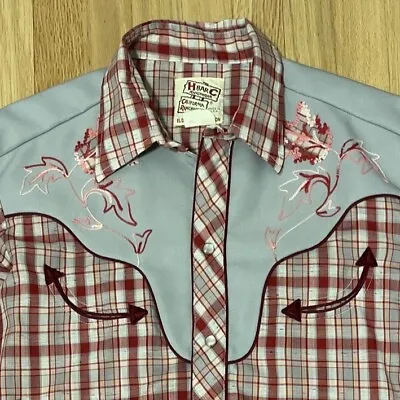 H Bar C California Ranchwear Double Flower Pearl Snap Western Shirt Size Medium • $75