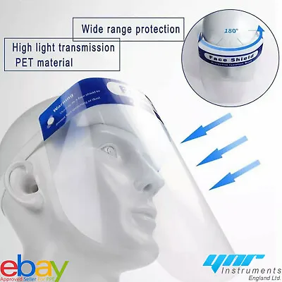 Face Shield Mask Full Face Visor PPE Protection Shield Clear Plastic Transparent • £16.99