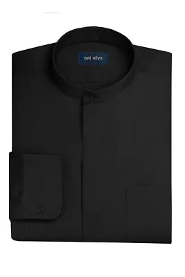 Men's Black Banded Collar Dress Shirt • $59.95