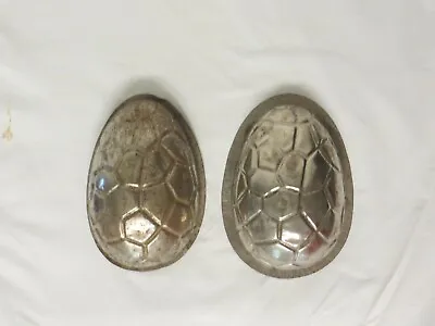 Vintage Antique Tin Metal Candy CHOCOLATE Mold EASTER EGG Turtle 7  Shell Set • $10.99