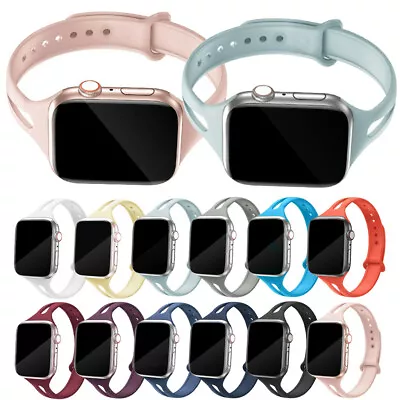 $4.96 • Buy Slim Silicone Sport IWatch Band Strap For Apple Watch 7 6 SE 5 4 3 2 38/40/41mm