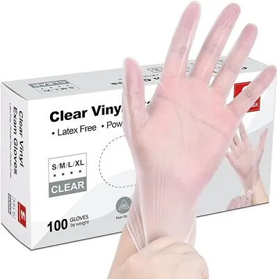 Vinyl Exam Latex-Free Disposable Medical Cleaning Gloves Food Safe Powder Free • $7.99