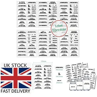 £3.80 • Buy 132 X Pantry Stickers Clear Labels Jars Home Kitchen Storage Organisation Decals