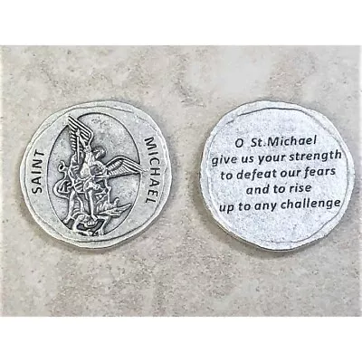 Saint Michael The Archangel + Prayer - Pocket Coin  • $3.50