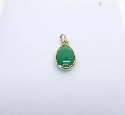 18ct Gold Green Onyx Pendant Small Yellow Gold With Gift Box • £48