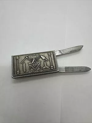 Vintage Masonic Money Clip Pocketknife Nail File Freemasons 2 X 1 Inch Hong Kong • $17.99