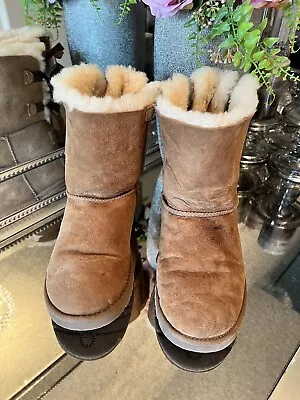 Ugg Womens Bailey Bow 3280y  Chestnut ￼Winter Boot Sz 5 • £37.99