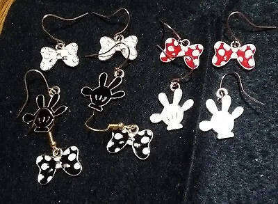 Lot Of 5 Pairs Of Disney Mickey And Minnie Mouse Bows And Glows Dangle Earrings • $5.49