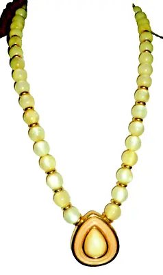 Vintage Napier Signed Necklace Acrylic Collar Bib Lucite Beads Pendant Opalesque • $16.68
