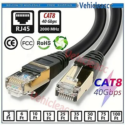 $5.55 • Buy CAT 8 Ethernet Cable Lan Network RJ45 Internet Router 40Gbps Patch Cord LOT