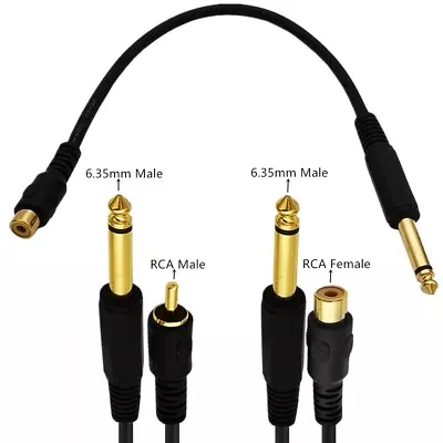 6.35mm 1/4  Mono TS Male To RCA Male / Female AUX Audio Converter Adapter Cable • $3.99