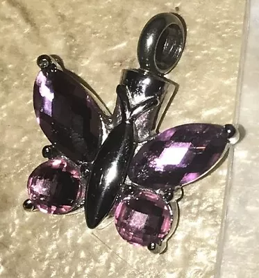 Purple Crystal Butterfly Cremation Jewelry Keepsake Memorial Urn Pendant • $11.99