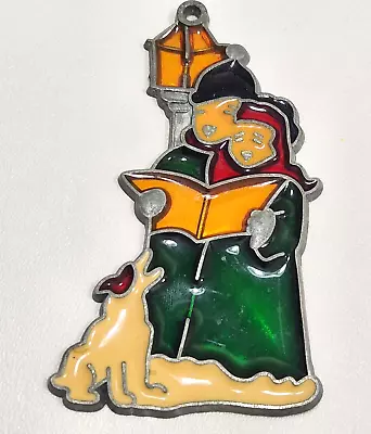 RCA VICTOR NIPPER Man Woman Reading Stained Glass Ornament Sun Catcher • $9.79