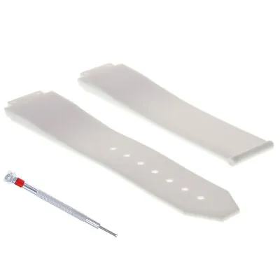 25mm Rubber Watch Band  Clasp For H Hublot Big Bang 44-45mm + Screwdriver White • $39.95