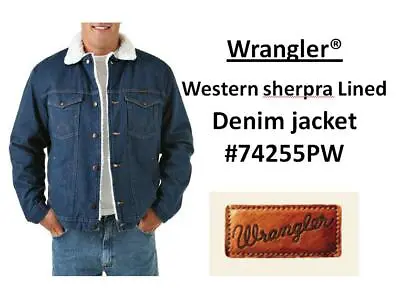 MENS Wrangler Western Sherpa Lined Denim Jacket 74255PW • $74.99