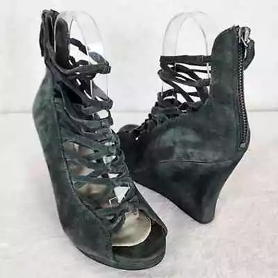 B. Makowsky Famie Green Suede Strappy Wedge Platform Heels. 6.5 • $28.87