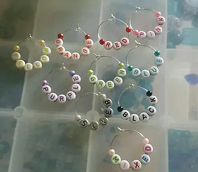 £0.99 • Buy Personalised Wedding/birthday/hen Party Wine Glass Charms Any Name Word Date