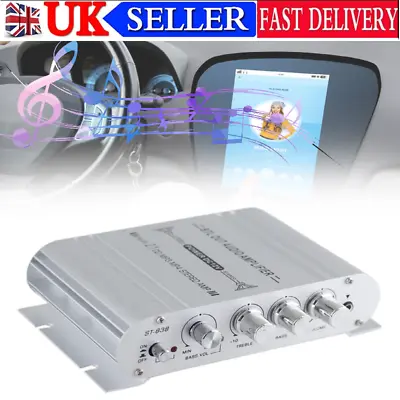 ST-838 Power Amplifier 12V 400W 2.1CH Amp Subwoofer Stereo Audio Car Motorcycle • £15.45