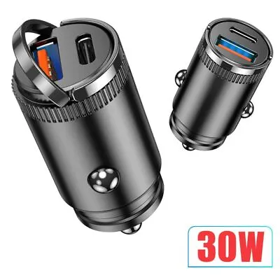 Adapter PD 30W Car Charger With Flush Fit Pull Ring Dual Port Fast Charging • $19.57