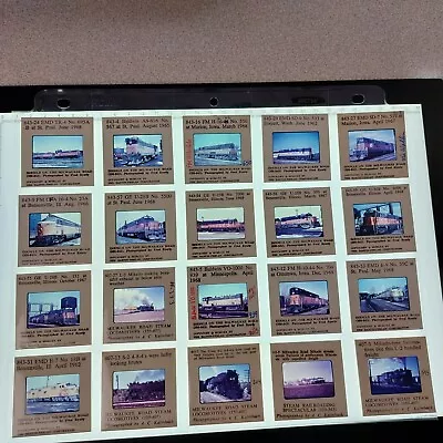 Lot 20 Railroad Slide Blackhawk Films Milw Road Diesels EMD 60s-70s READ ID939 • $10