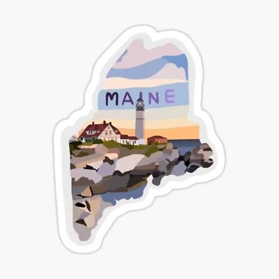 Travel Maine Lighthouse New England Vacation Destination Vinyl Decal Sticker • $4.99